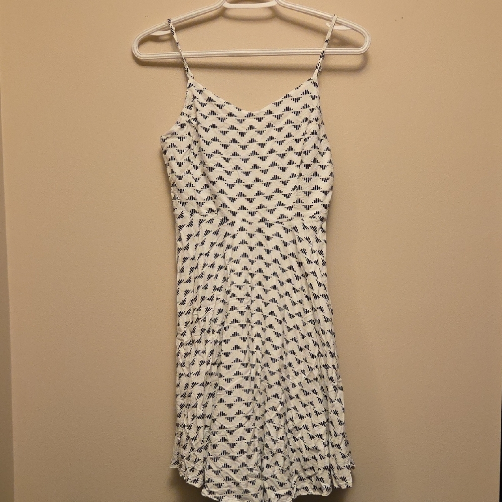 Old Navy White Mini Dress with Navy Dot Pattern